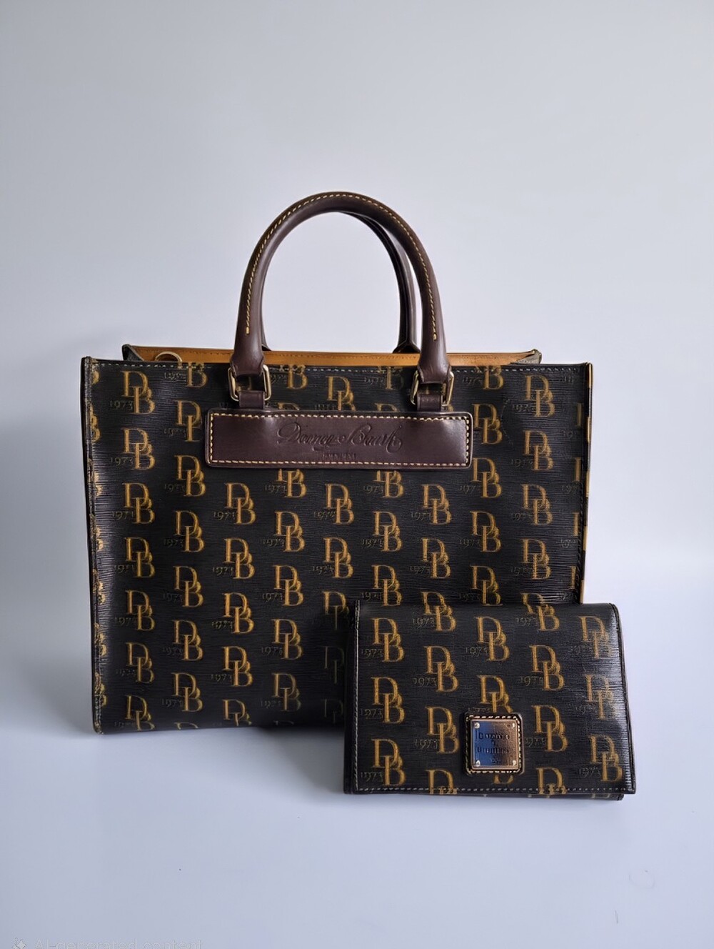 Dooney &Bourke 1975 Monogram Tote Bag & Matching Wallet 2pc Set Florentine